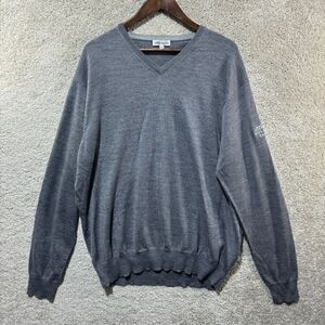 Peter Millar Sweater Mens XXL Gray Merino Wool Silk Blend Holiday Farms Pullover